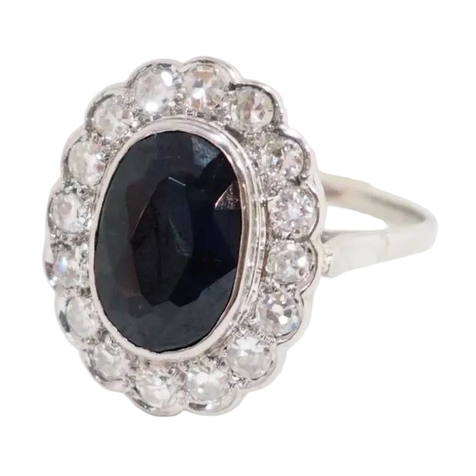 Bague Pompadour en platine saphir et diamants - Castafiore