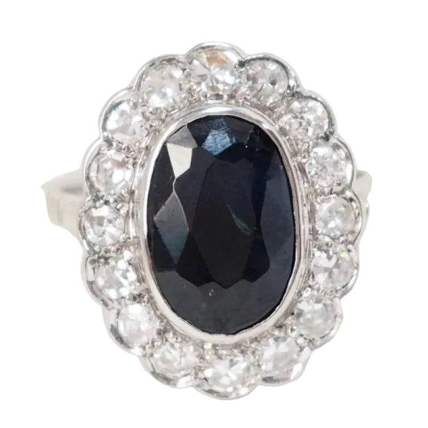 Bague Pompadour en platine saphir et diamants - Castafiore