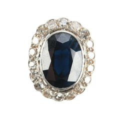 Bague Pompadour en platine, saphir et diamants - Castafiore