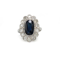 Bague Pompadour en platine, saphir et diamants - Castafiore