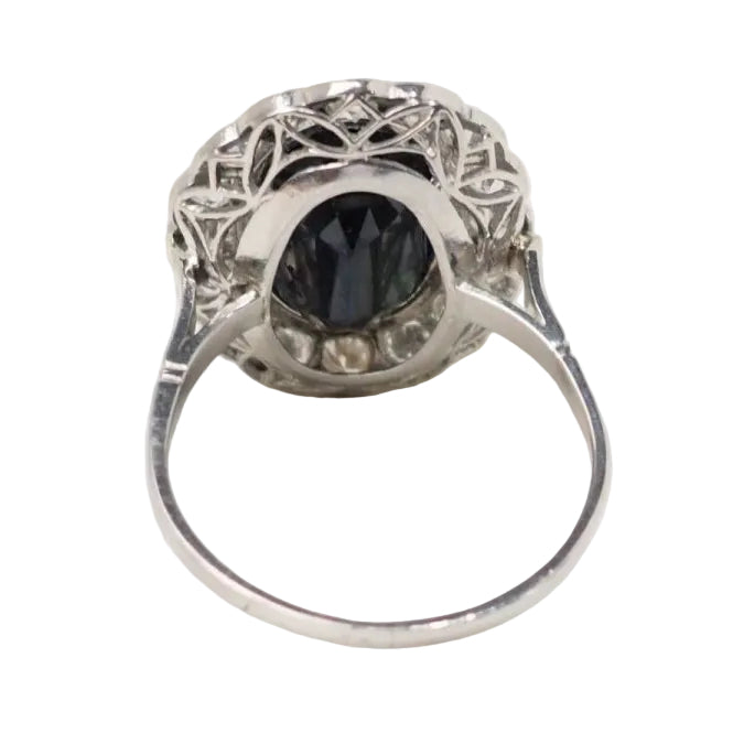 Bague Pompadour en platine saphir et diamants - Castafiore