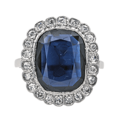 Bague Pompadour en platine, saphir et diamants - Castafiore