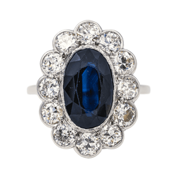Bague Pompadour en platine, saphir et diamants - Castafiore