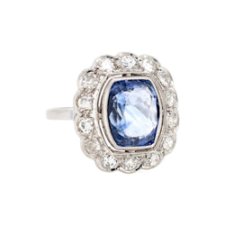 Bague Pompadour en platine, saphir, et diamants - Castafiore