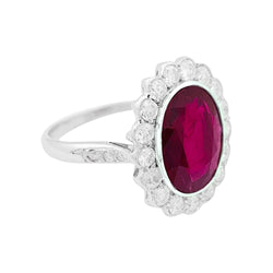 Bague Pompadour en rubis, platine, or blanc, diamant - Castafiore