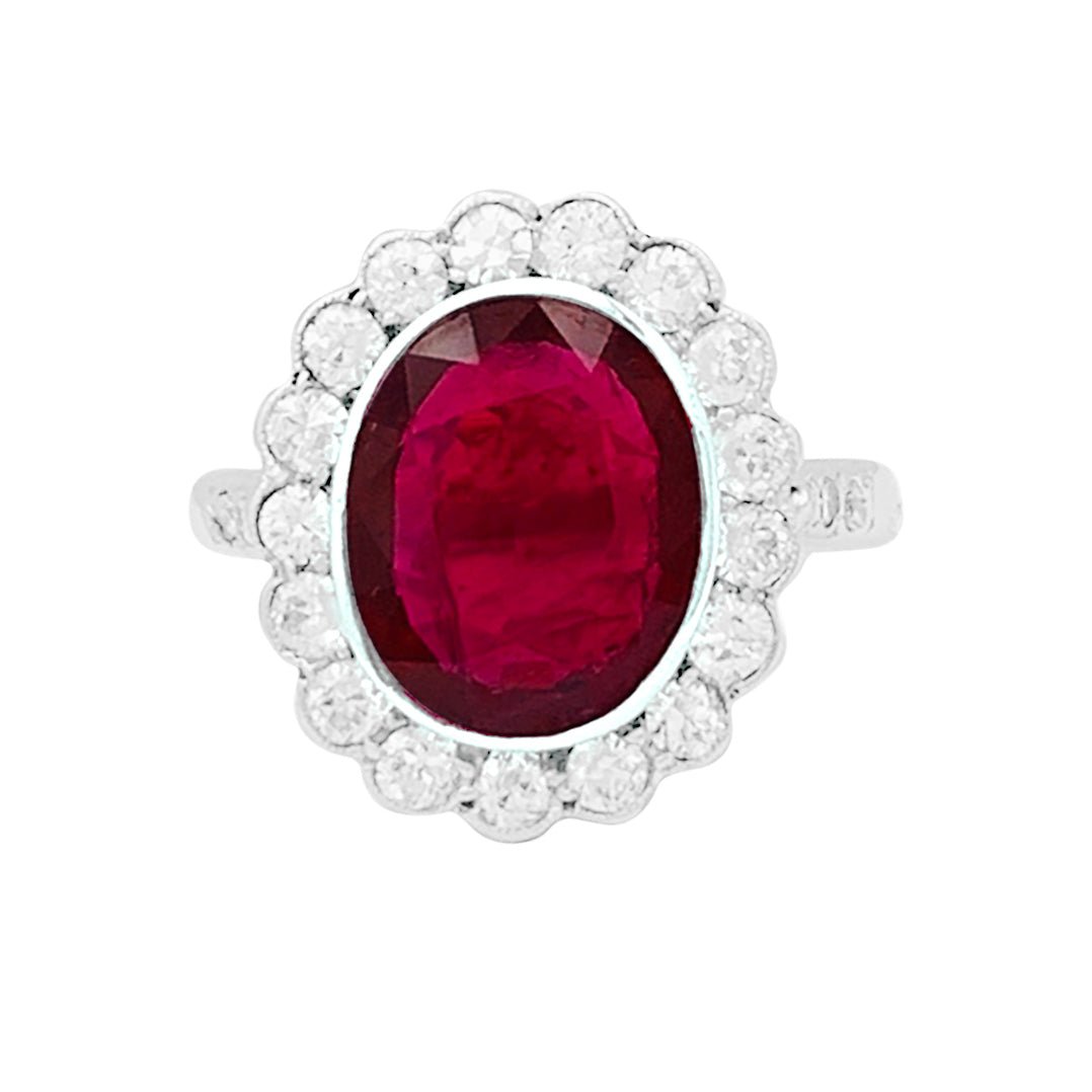 Bague Pompadour en rubis, platine, or blanc, diamant - Castafiore