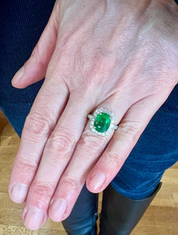 Bague Pompadour Grenat Tsavorite 4.54 Carats Diamant Or Gris 18 Carats - Castafiore