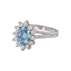 Bague Pompadour Or blanc Aigue Marine - Castafiore