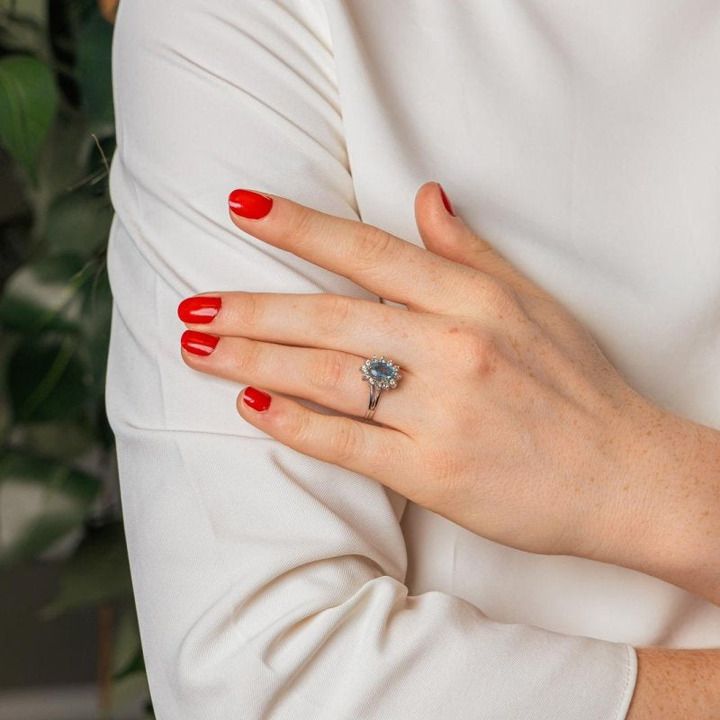 Bague Pompadour Or blanc Aigue Marine - Castafiore