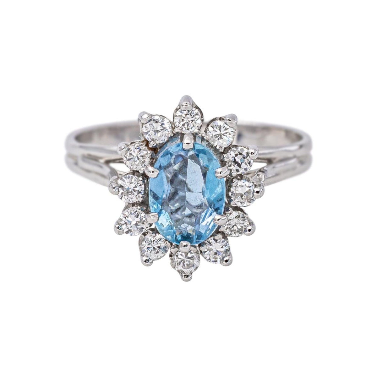 Bague Pompadour Or blanc Aigue Marine - Castafiore