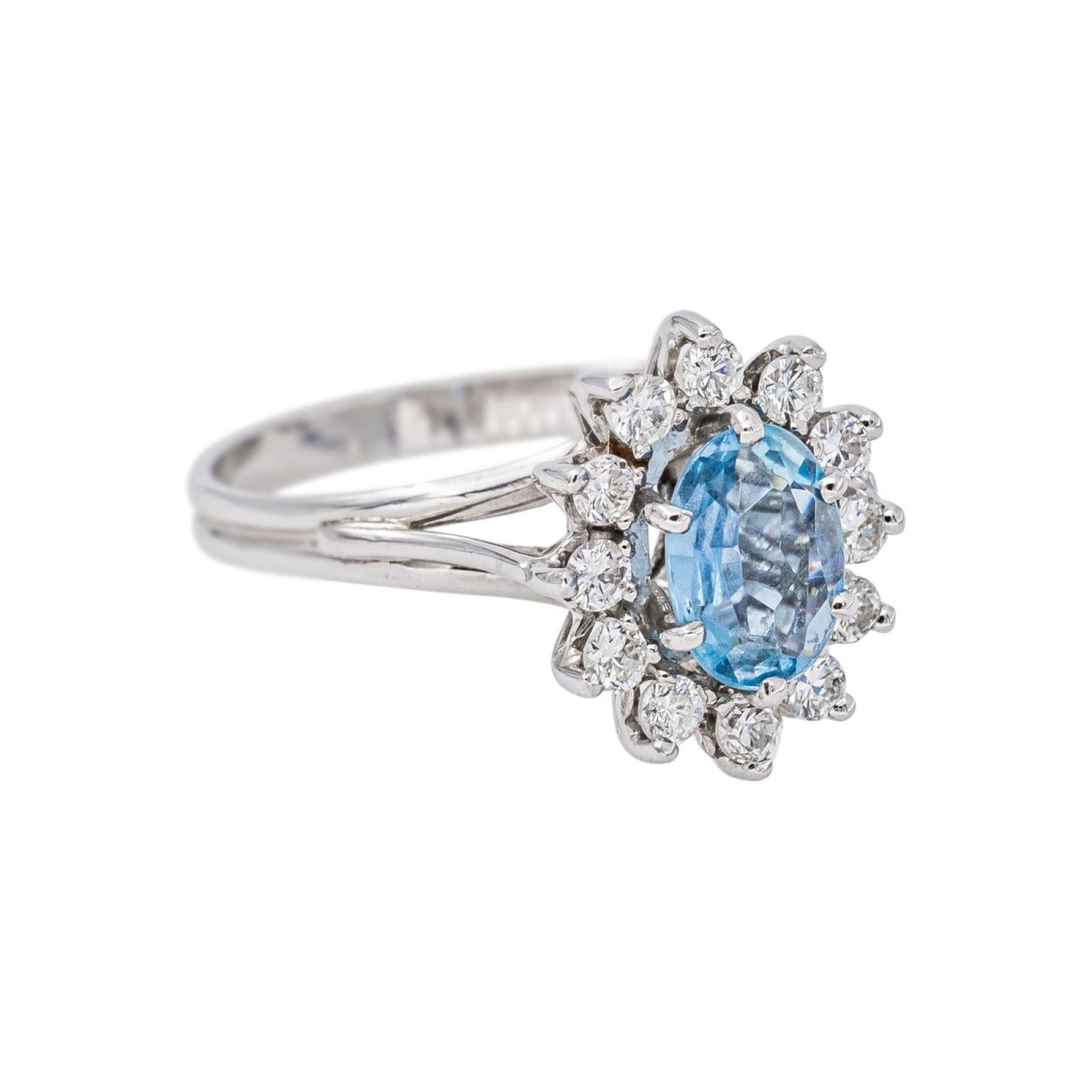 Bague Pompadour Or blanc Aigue Marine - Castafiore