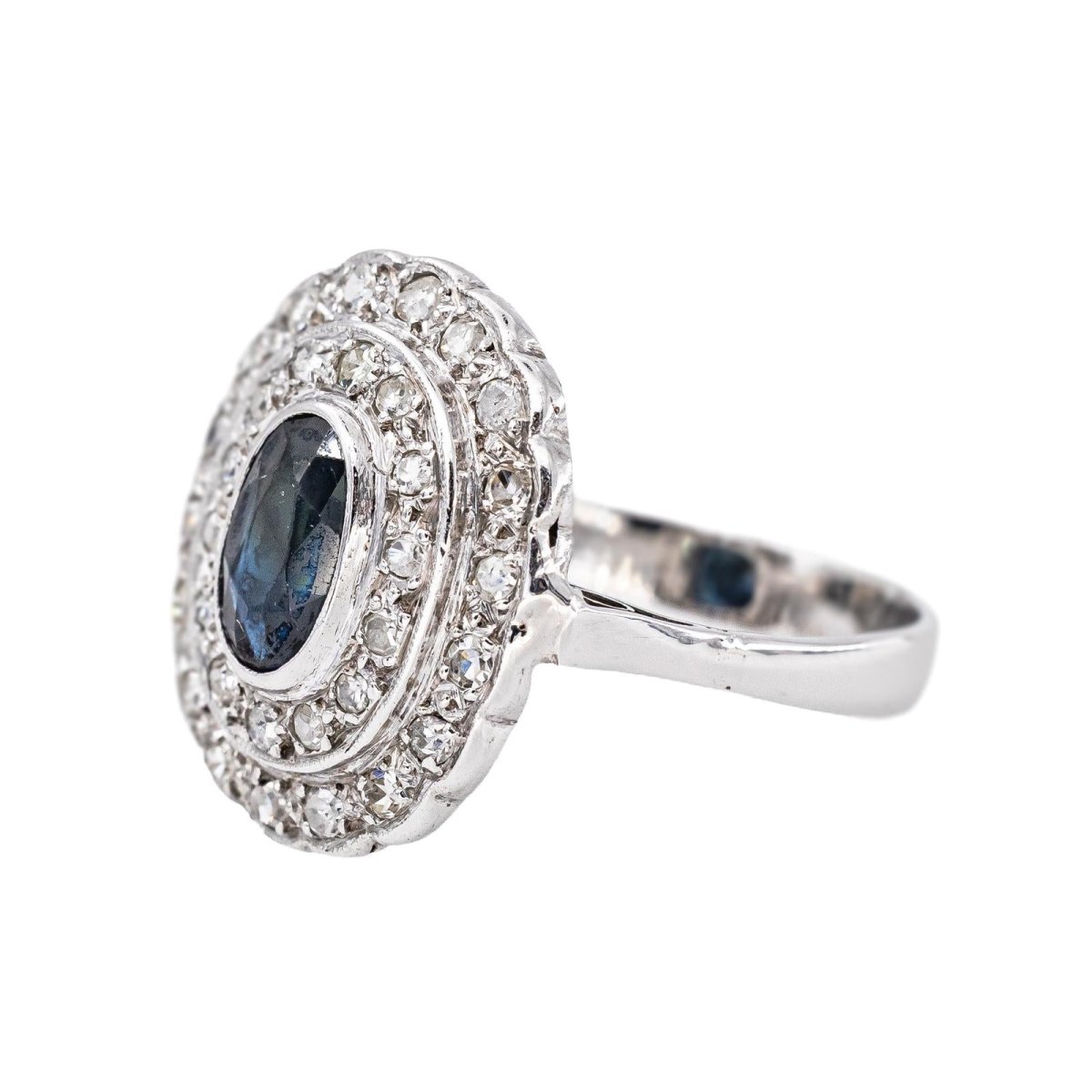 Bague Pompadour Or blanc Saphir - Castafiore