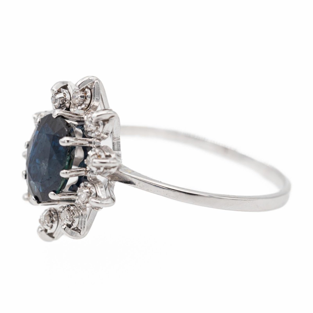 Bague Pompadour Or blanc Saphir - Castafiore