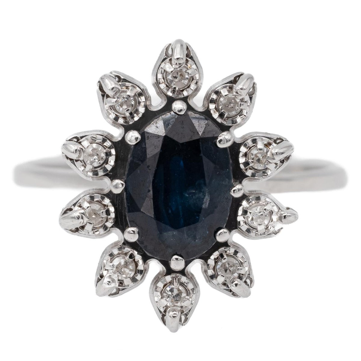 Bague Pompadour Or blanc Saphir - Castafiore