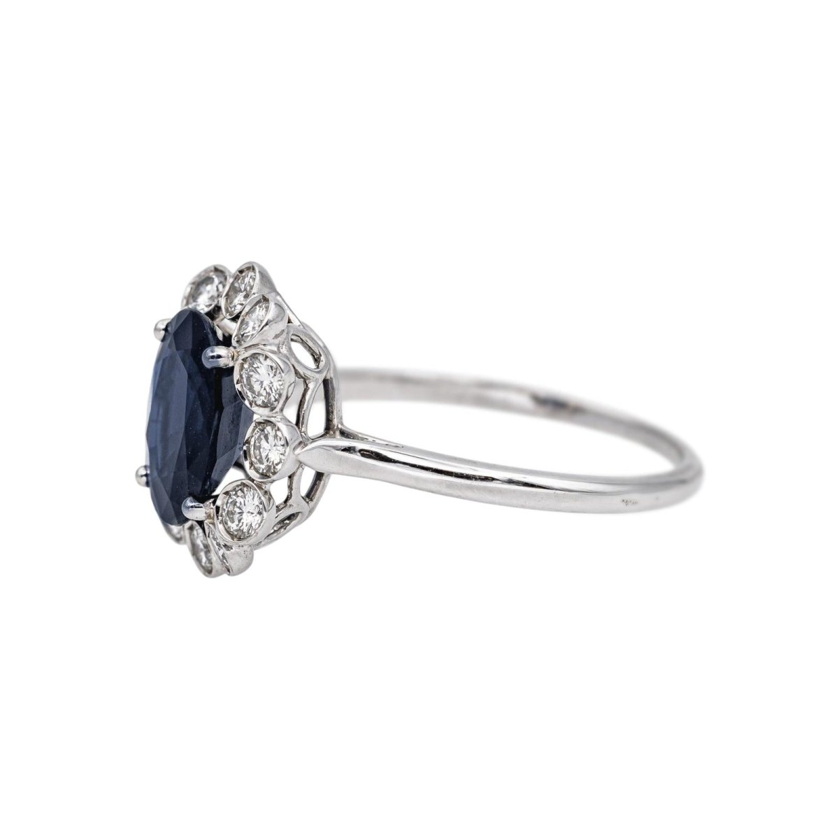 Bague Pompadour Or blanc Saphir - Castafiore