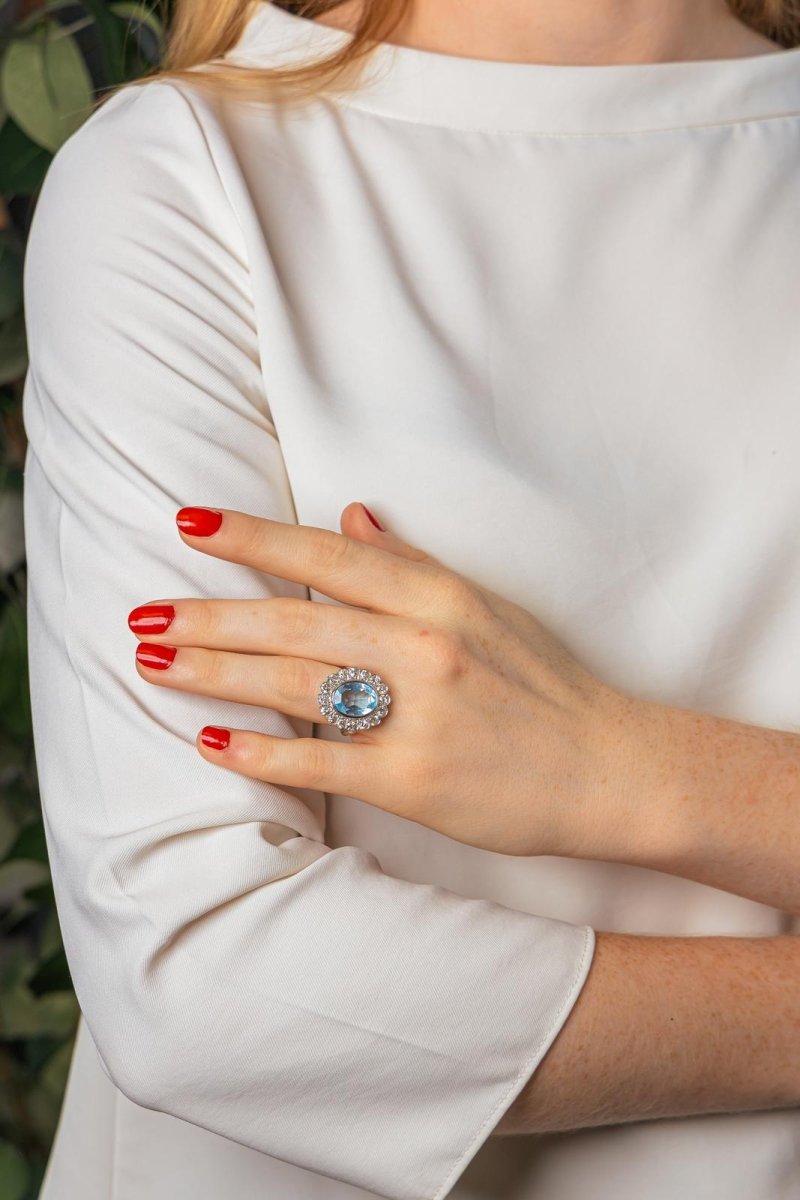 Bague Pompadour Or blanc Topaze - Castafiore