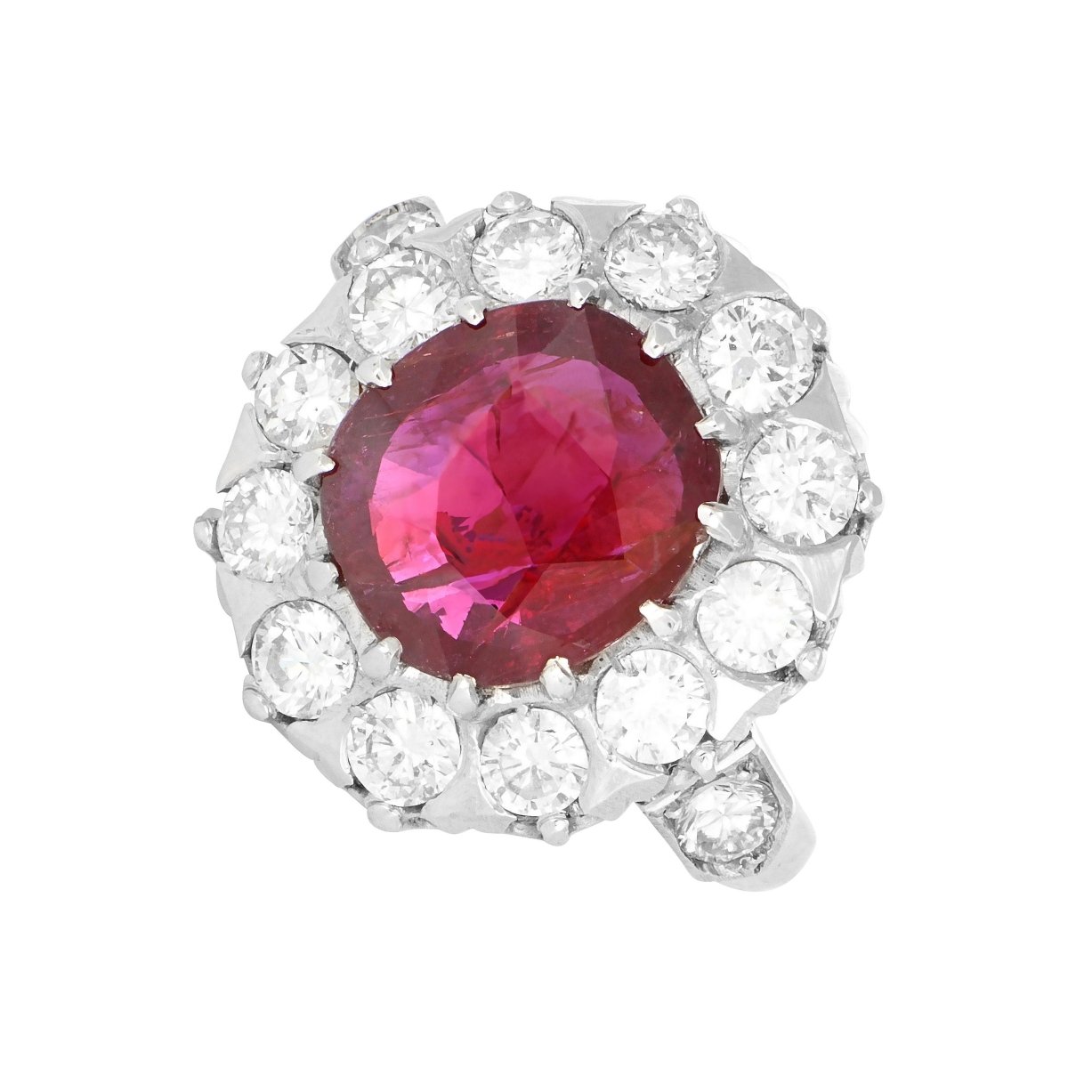 Bague Pompadour Or Gris, Rubis Non ChauffÃ© et Diamants - Castafiore