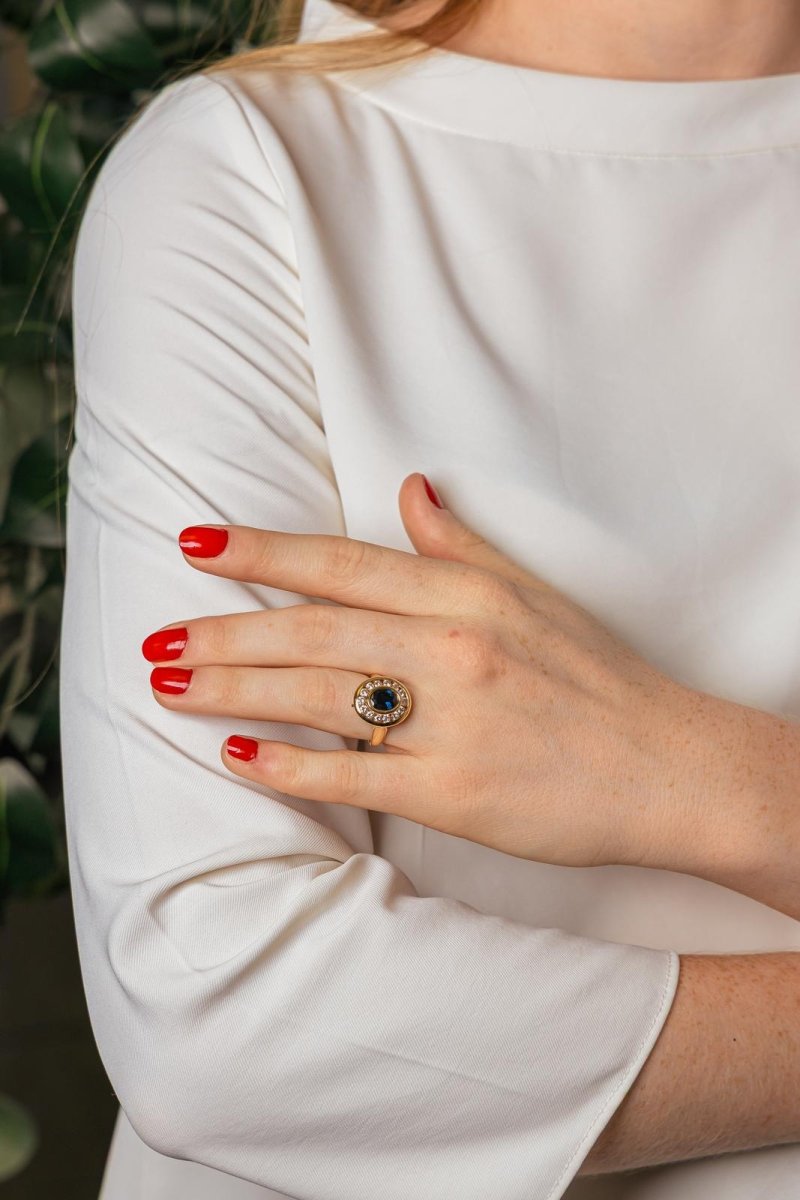 Bague Pompadour Or jaune Saphir - Castafiore
