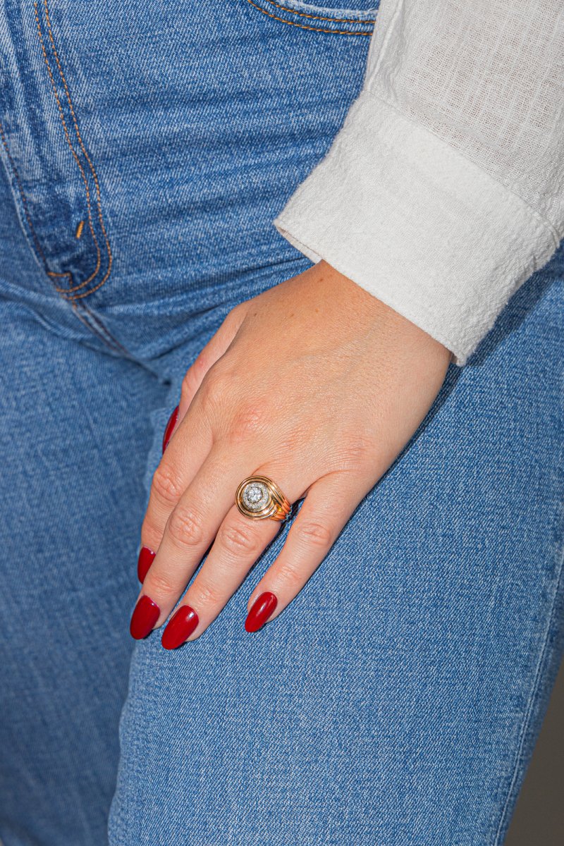 Bague Pompadour Or rose Saphir - Castafiore