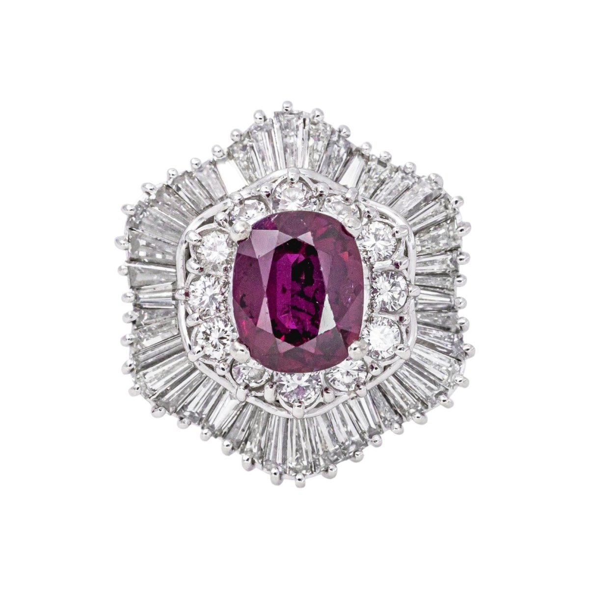 Bague Pompadour Platine Rubis - Castafiore