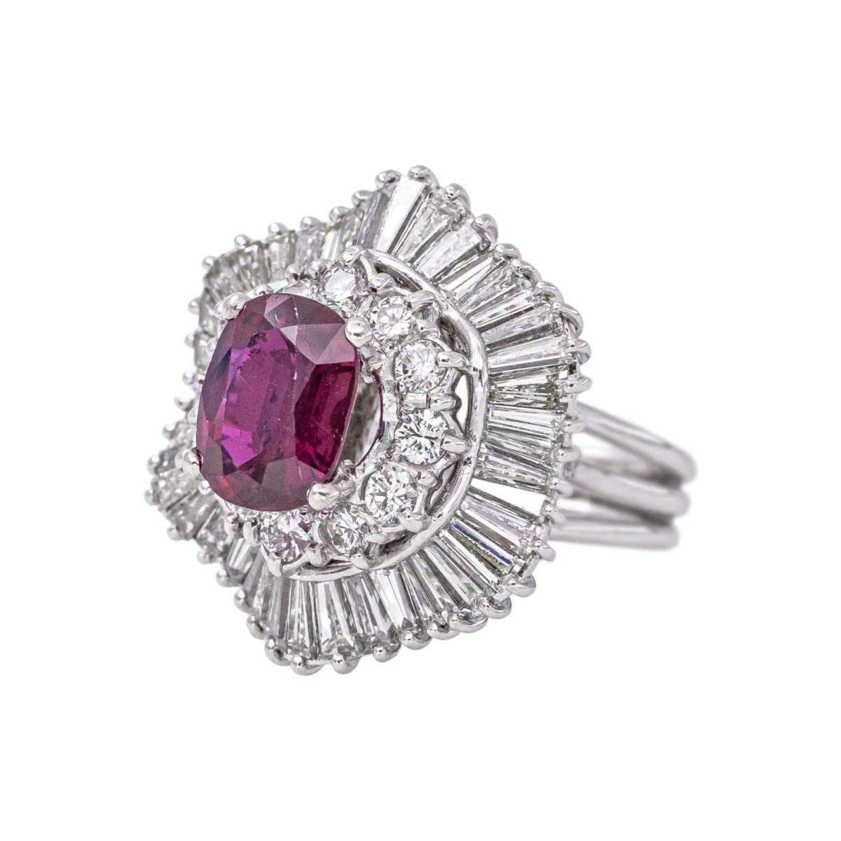 Bague Pompadour Platine Rubis - Castafiore
