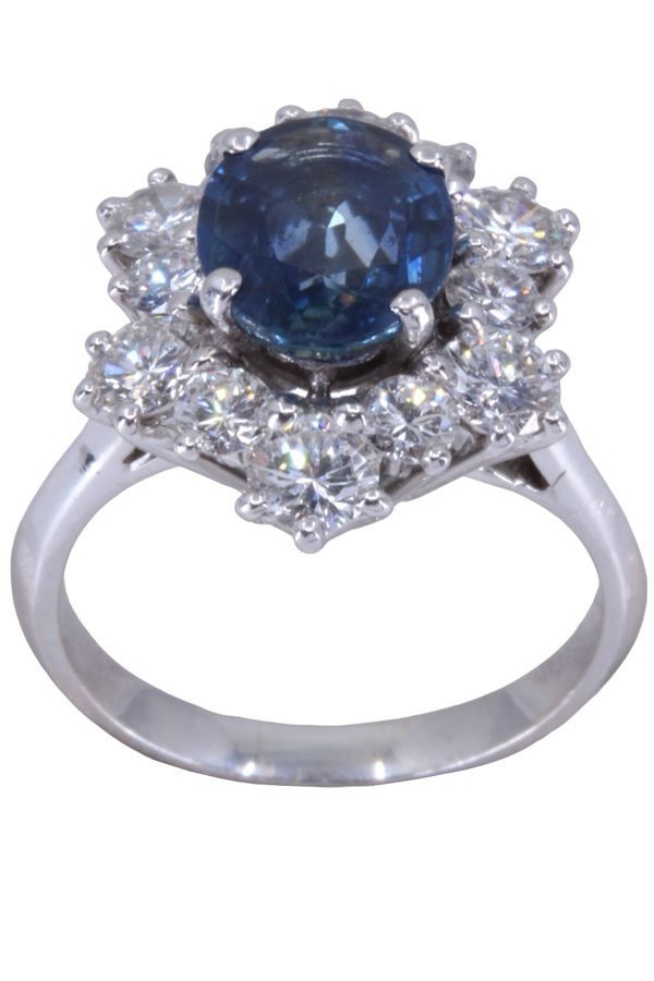 Bague pompadour saphir et diamants en or blanc - Castafiore