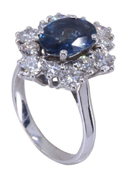 Bague pompadour saphir et diamants en or blanc - Castafiore