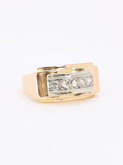 Bague pont or jaune diamants taille rose - Castafiore