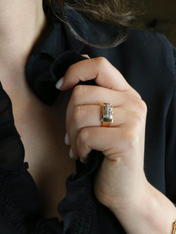 Bague pont or jaune diamants taille rose - Castafiore