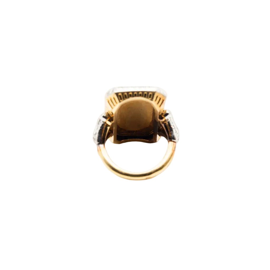 Bague portrait miniature en or jaune et argent avec diamants - Castafiore