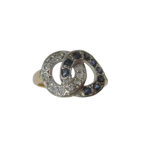 Bague PROMESSE Deux ors en or jaune et or blanc avec diamant et saphir - Castafiore