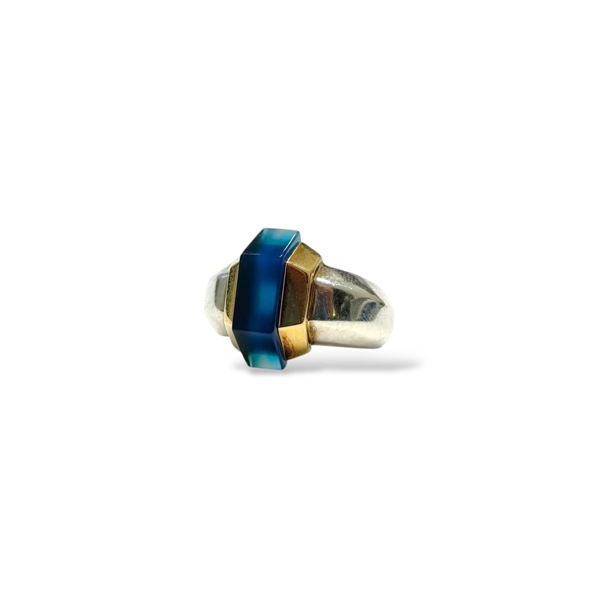 Bague PUIFORCAT en or jaune, argent et agate - Castafiore