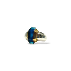 Bague PUIFORCAT en or jaune, argent et agate - Castafiore