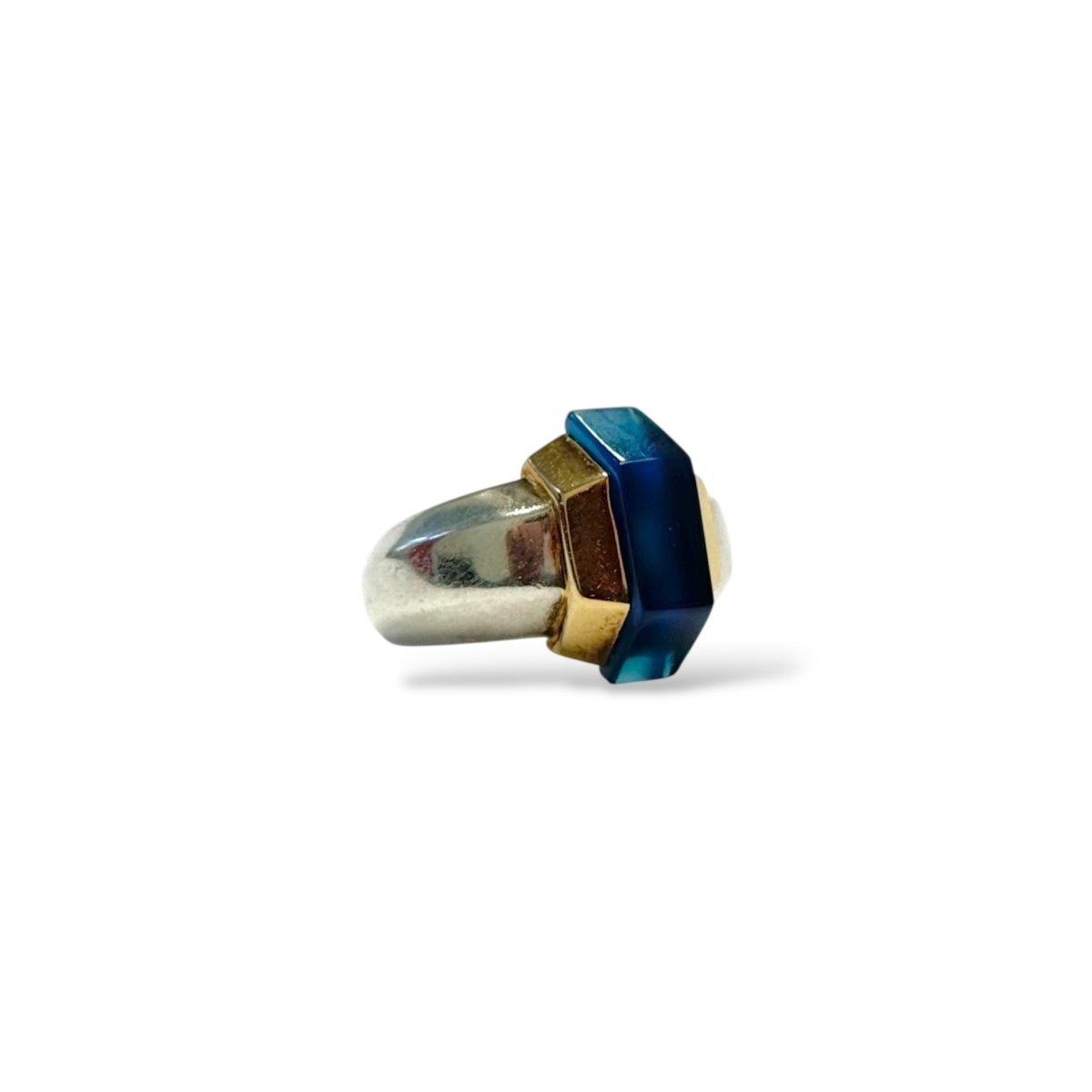 Bague PUIFORCAT en or jaune, argent et agate - Castafiore