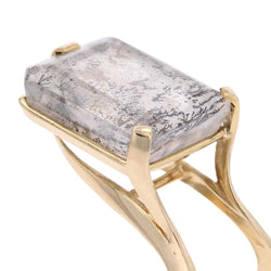 Bague quartz à dendrite en or jaune - Castafiore