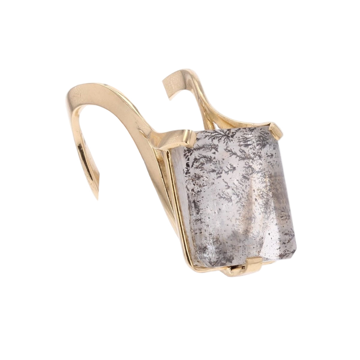 Bague quartz à dendrite en or jaune - Castafiore