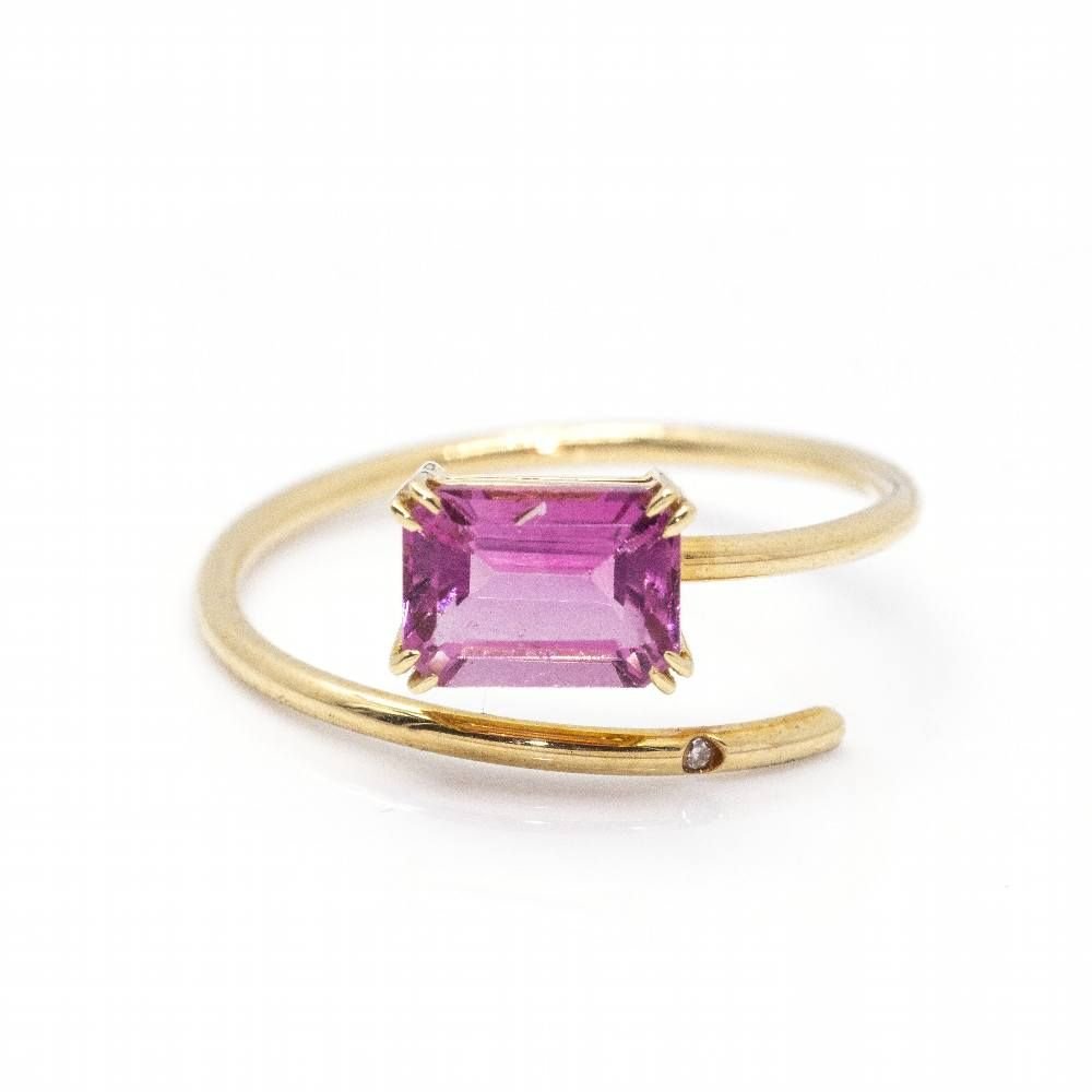 Bague RAY en or jaune, tourmaline et diamant - Castafiore