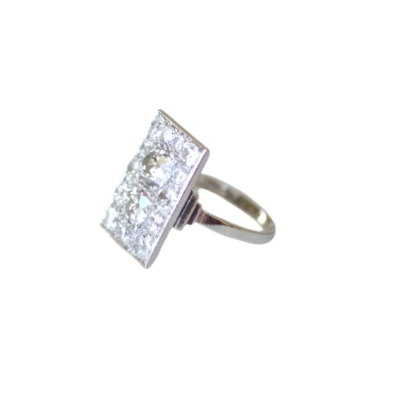 Bague Rectangulaire Art Déco Diamants 3,50 Cts - Castafiore
