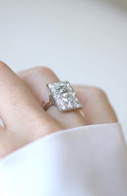 Bague Rectangulaire Art Déco Diamants 3,50 Cts - Castafiore