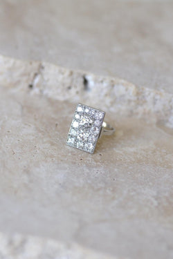 Bague Rectangulaire Art Déco Diamants 3,50 Cts - Castafiore