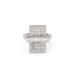 Bague Rectangulaire en or blanc et diamants - Castafiore