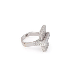 Bague Rectangulaire en or blanc et diamants - Castafiore