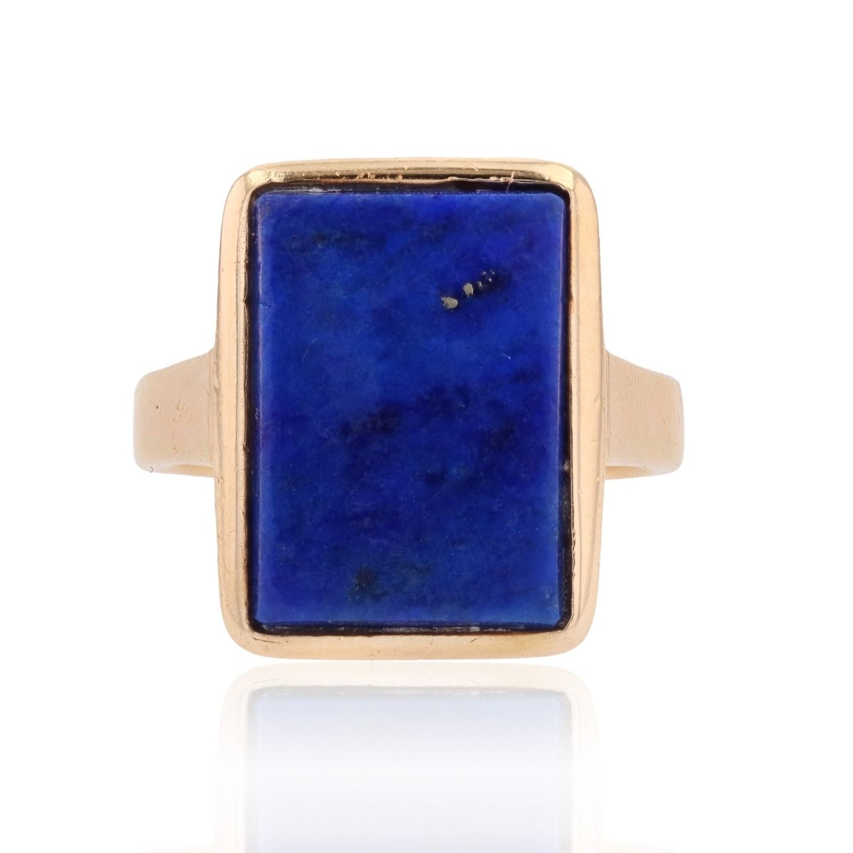 Bague rectangulaire en or jaune et lapis lazuli - Castafiore