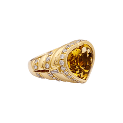 Bague Repossi "Coeur" en or jaune, citrine et diamants - Castafiore