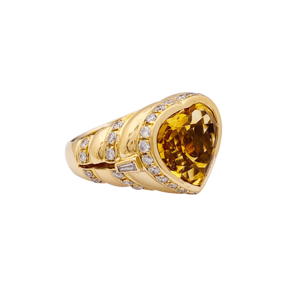 Bague Repossi "Coeur" en or jaune, citrine et diamants - Castafiore