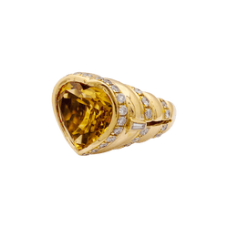 Bague Repossi "Coeur" en or jaune, citrine et diamants - Castafiore