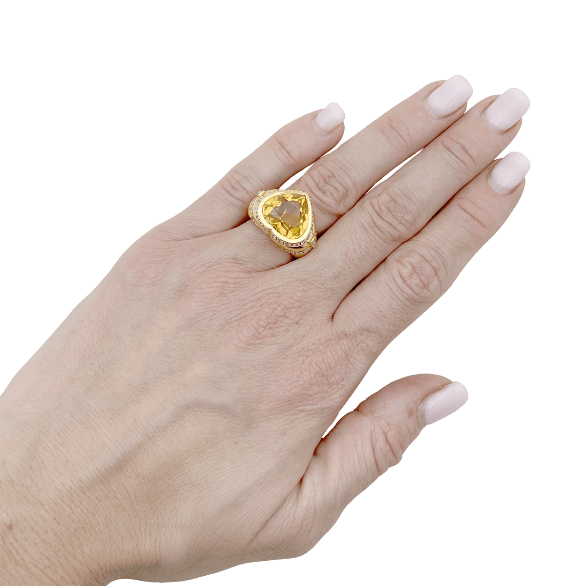 Bague Repossi "Coeur" en or jaune, citrine et diamants - Castafiore