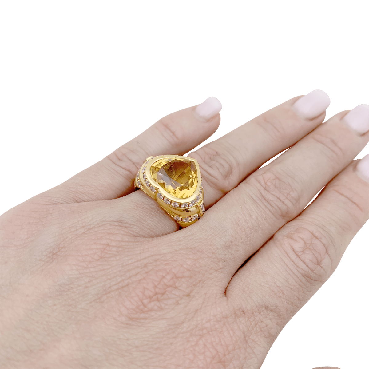 Bague Repossi "Coeur" en or jaune, citrine et diamants - Castafiore