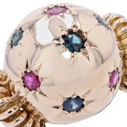 Bague rétro boule saphirs rubis et or - Castafiore
