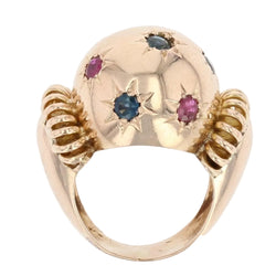 Bague rétro boule saphirs rubis et or - Castafiore